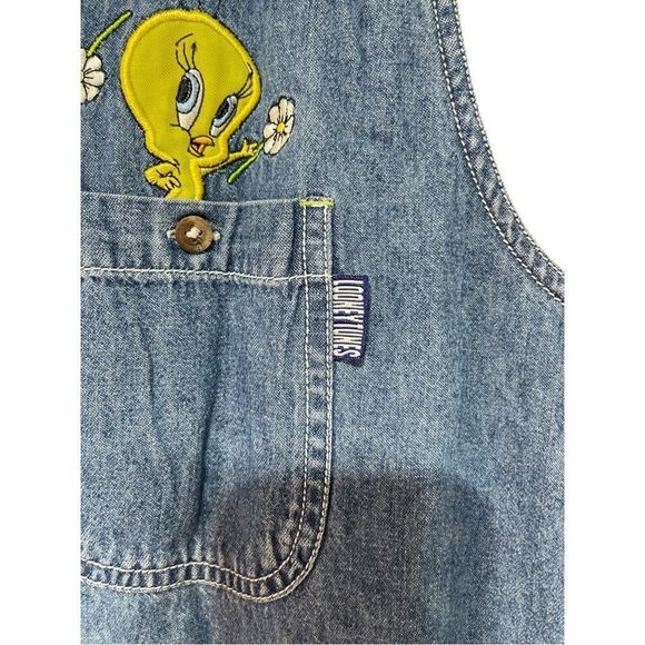 Looney Tunes Vintage Sleeveless Denim Top 90’s Tweety Bird Medium EUC - Picture 6 of 12